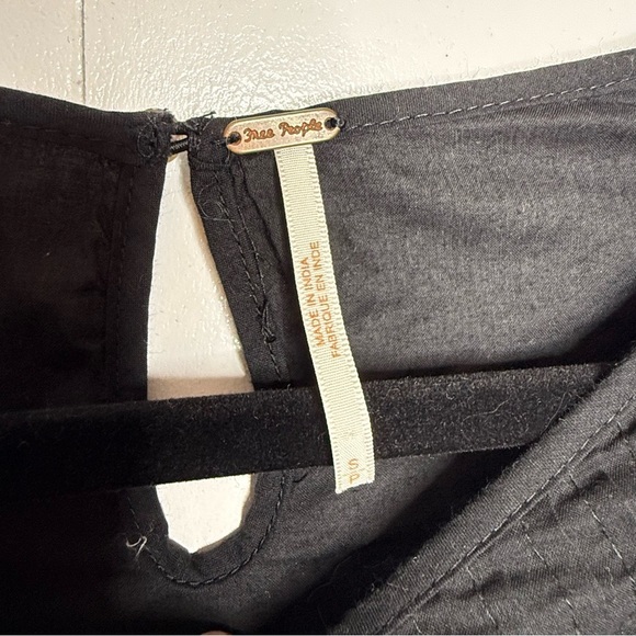 Free People - Pablo Dress - mini 3/4 sleeves, ruffles, embroidery. Black small - Picture 6 of 12